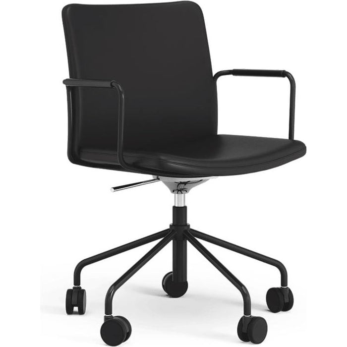 Photo of Stella Office Chair Can Be Raised/lowered With Tilt Leather Elmosoft 99999 Black, Black Stand, Flexible Back
