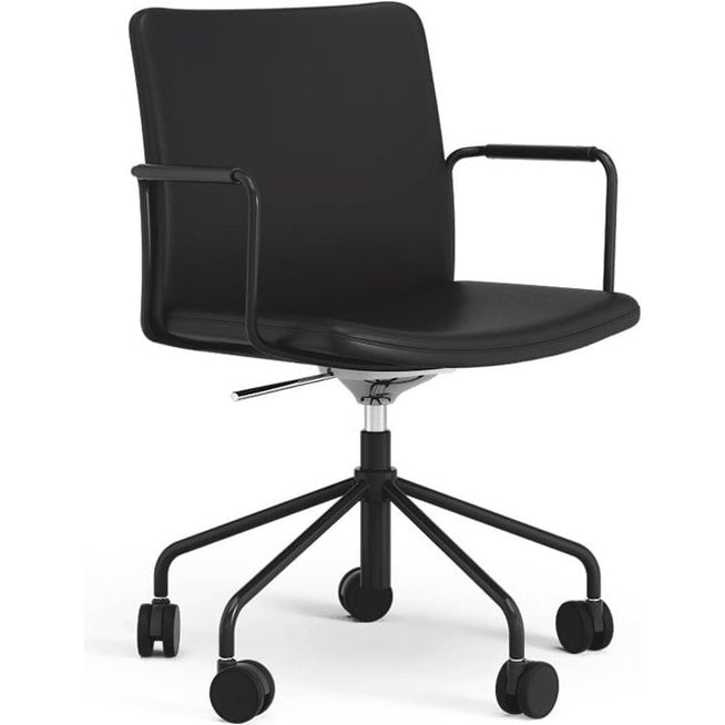 Photo of Stella Office Chair Can Be Raised/Lowered With Tilt Leather Elmosoft 99999 Black - Black Stand - Flexible Back