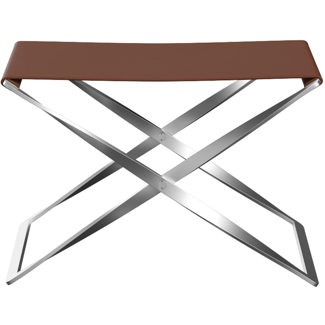 Photo of Pk91, Leather, Aura Cognac - Footstools - Poul Kjærholm - Brown - Metal