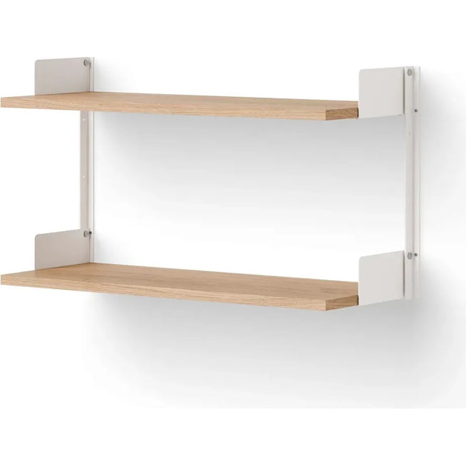 Photo of New Works Wall Shelf - Hylde - 46 - Oak / White - H46 X W83.5 X D30.5 Cm