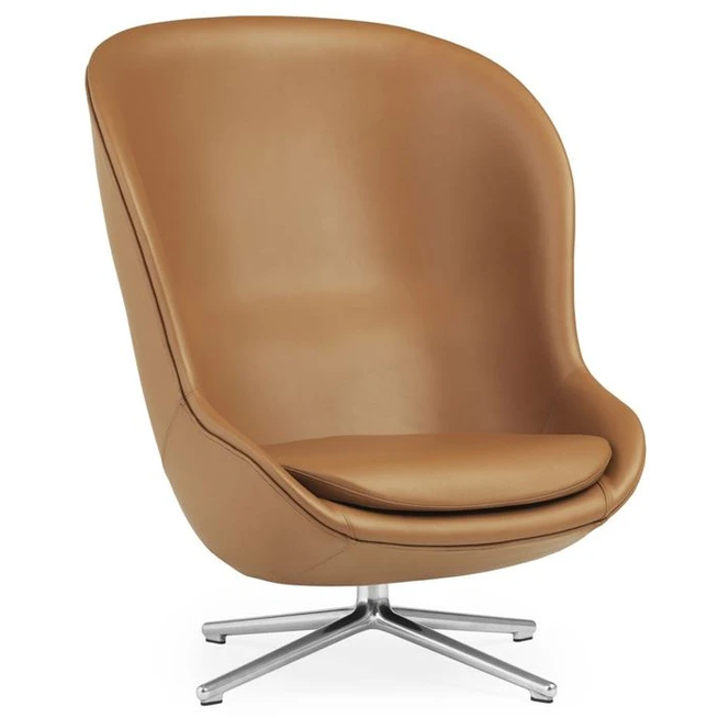 Photo of Hyg High Lounge Chair Sh: 40 Cm - Brandy Leather/Aluminium