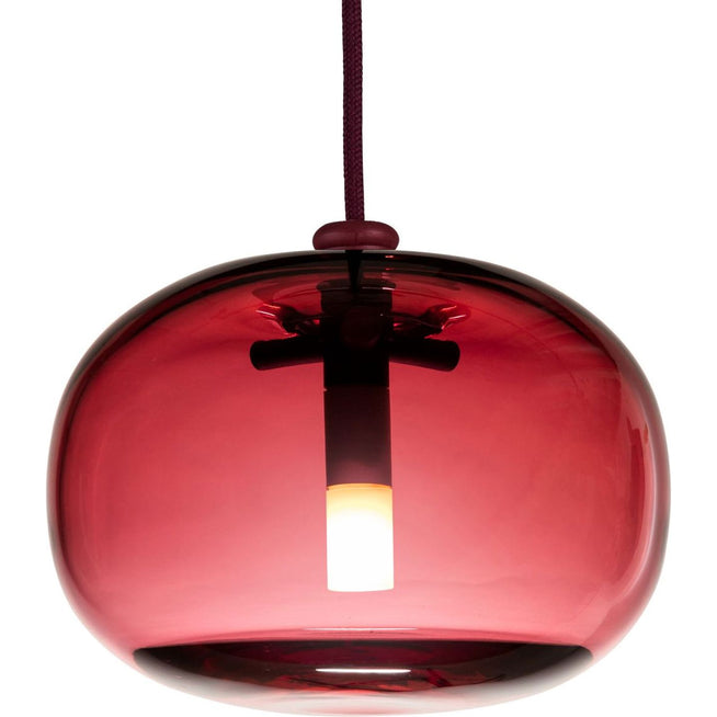 Photo of Pebble Ceiling Lamp Chubby, Oxblood/Glass - Pendant Lights - Joel Karlsson - Red