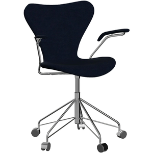 Photo of 3217 Sjuan - Fully upholstered, Fabric, Hallingdal 764 - Desk chairs - Arne Jacobsen - Blue