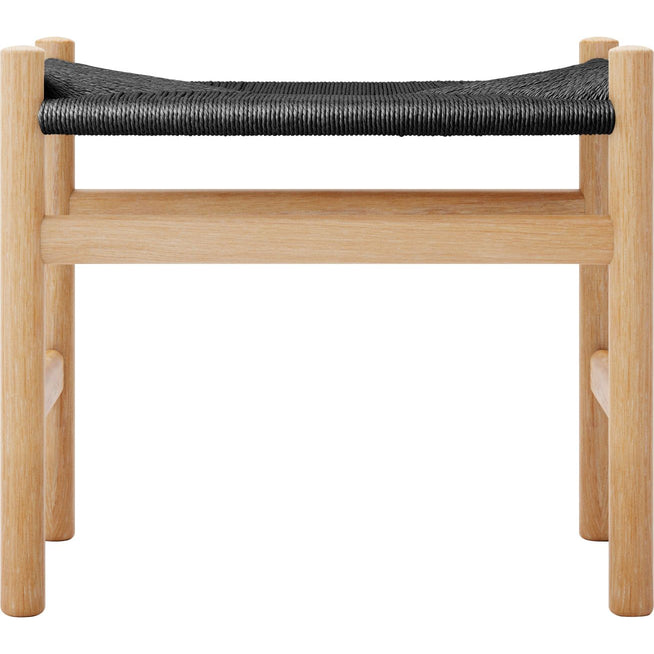 Photo of Carl Hansen - Ch53, oak, oiled, black braided, 39 cm - footstools - Hans J. Wegner - Wood-coloured - Paper/wood