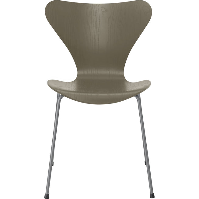 Photo of Sjuan 3107 Olive Green Coloured Ash/silver Grey - Dining chairs - Arne Jacobsen - Green - Metal/wood