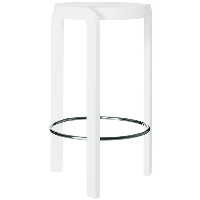 Photo of Spin Barstool Ash White Glaze, Foot Ring In Chrome