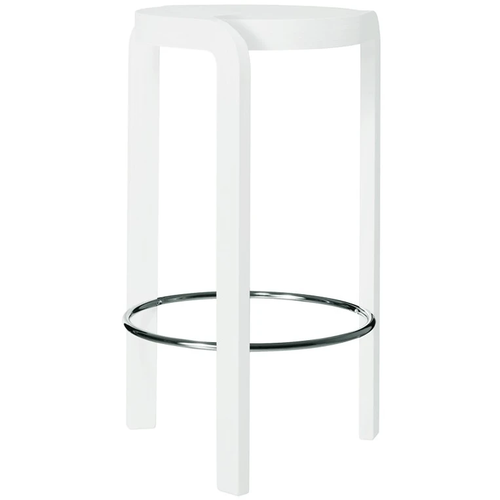 Photo of Spin Barstool Ash White Glaze, Foot Ring In Chrome
