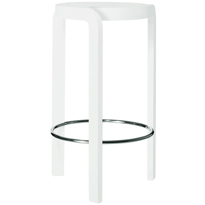 Photo of Spin Barstool Ash White Glaze, Foot Ring In Chrome