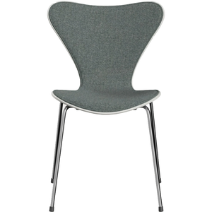 Photo of 3107 Sjuan - Front clad, White, Fabric, Hallingdal 130 - Dining chairs - Arne Jacobsen - Grey - Metal/wood/textile material