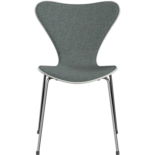 Photo of 3107 Sjuan - Front clad, White, Fabric, Hallingdal 130 - Dining chairs - Arne Jacobsen - Grey - Metal/wood/textile material