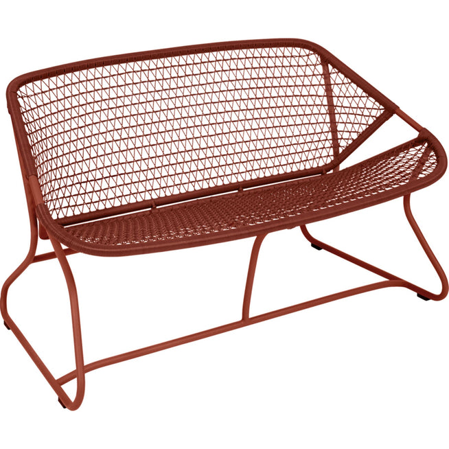 Photo of Sixties Bench, Red Ochre - Garden Benches - Frédéric Sofia - Red - Metal/Plastic