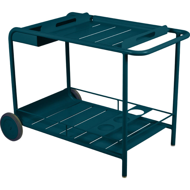 Photo of Luxembourg Side Bar/trolley Bar, Acapulco Blue - Small Tables & Outdoor Side Tables - Frédéric Sofia - Blue - Metal
