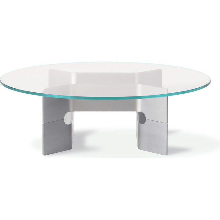 Photo of Jg Coffee Table 6558 / By Jørgen Gammelgaard - Glass / Brushed Aluminum With Clear Powder Coating - Ø98 X H30 Cm