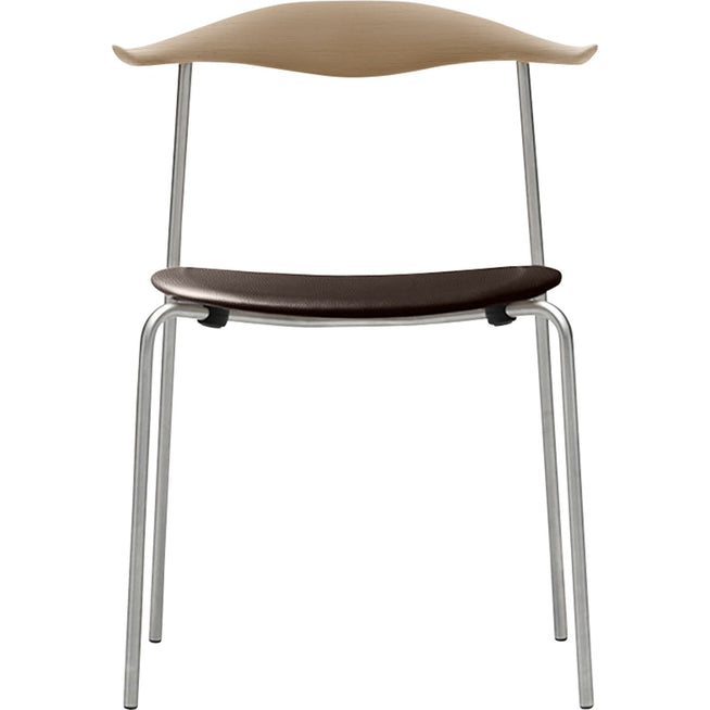 Photo of Carl Hansen - Ch88p - Upholstered seat, soaped oak, leather group B Thor - 306, stainless steel legs - dining chairs - Hans J. Wegner - brown - metal/wood
