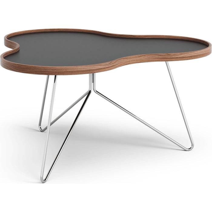 Photo of Flower Table 84x90 Cm Black - 45cm - Walnut Edge - Chrome Base