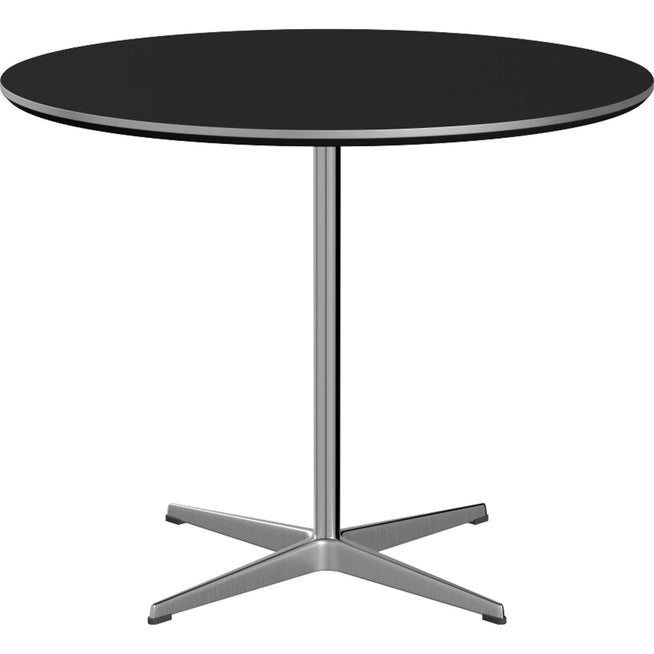 Photo of A623 Circular, Ø90 cm, Laminate Black, 4-prong Star Base - Dining Table - Arne Jacobsen,piet Hein - Black - Laminate/Metal