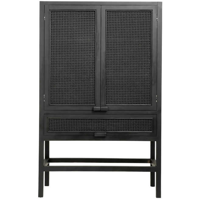 Photo of Wicker Teak Cabinet with Webbing - Black