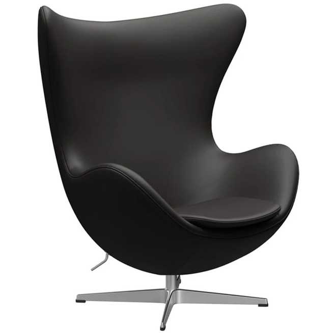Photo of Ägget 3316 Fåtölj Leather Aura Black Brown-steel