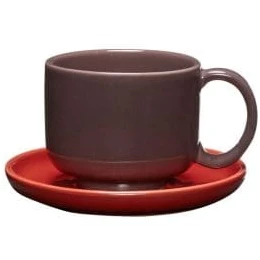 Amare Cup and Saucer Bordeaux/Red Set of 4 Pieces