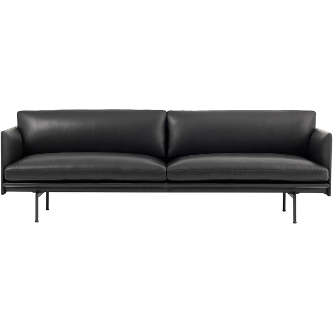 Photo of Outline Sofa 3-seater, Silk Leather Black - Soffor - Anderssen & Voll - Brun