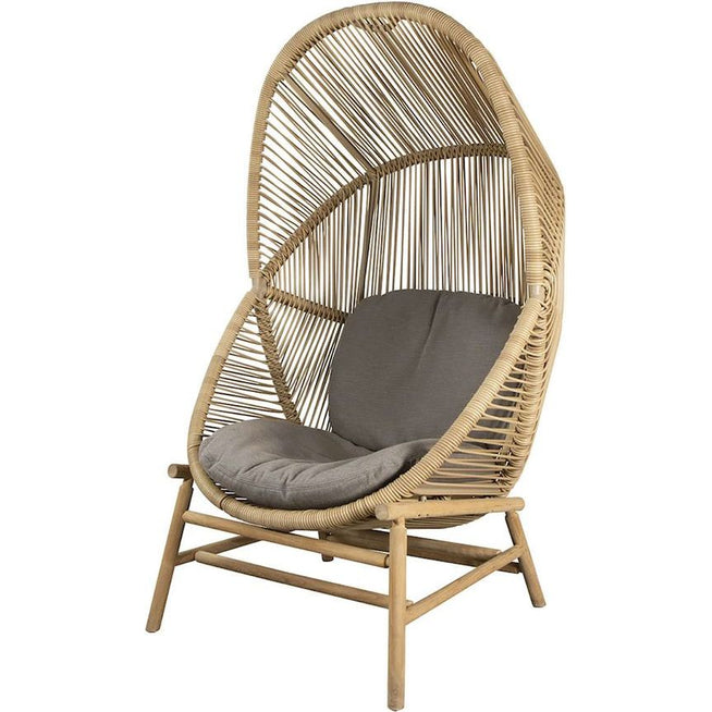 Photo of Hive Hanging Chair - Seat: Dusty Green - Aluminium / Frame: Teak / Cushion: Taupe - Cane-line Airtouch - W87 X D87 X H124 Cm