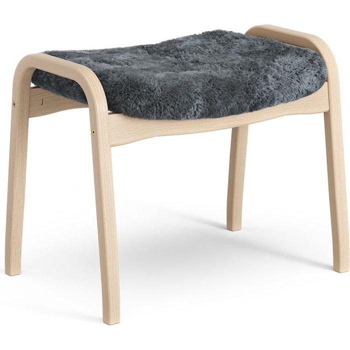 Photo of Lamino Foot Stool Laquered Beech/sheep Skin Charcoal (dark Grey)