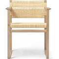Thumbnail photo of Bm62 Rattan armchair, lacquered oak stand