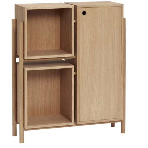 Photo of Wooden cabinet with shelves and door - natural