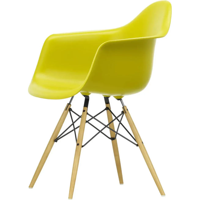 Photo of Eames Plastic Armchair DAW - 34 Mustard - Golden Maple - Dining Chairs - Metal/Wood/Plastic
