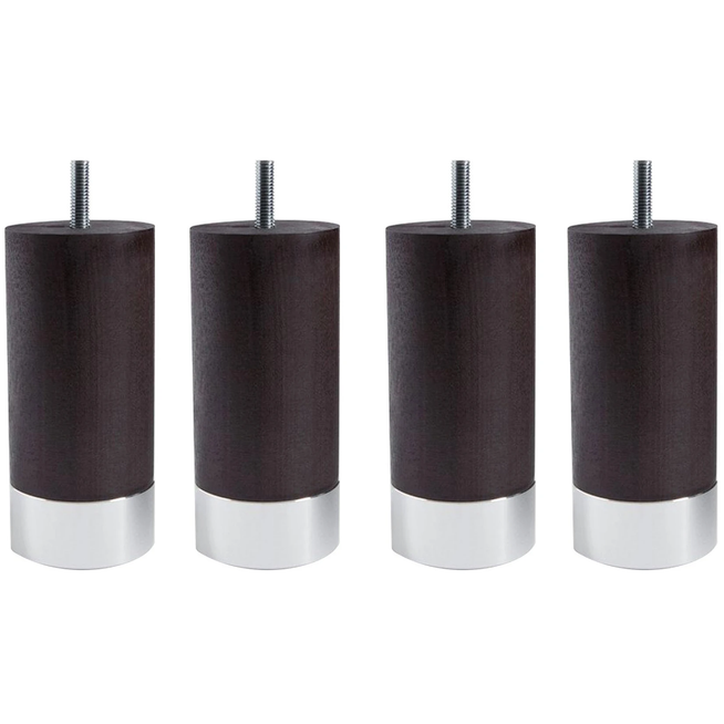 Photo of Cylinder Bed Legs Wenge With Alu. Foot 13 cm - Bed legs - Wood-coloured