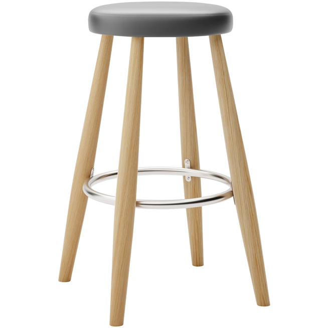 Photo of Carl Hansen - Ch58 Low Stool, Oiled Oak, Leather Group A Loke - 7150 - Bar stools & bar stools - Hans J. Wegner - Wood - Leather/metal/wood