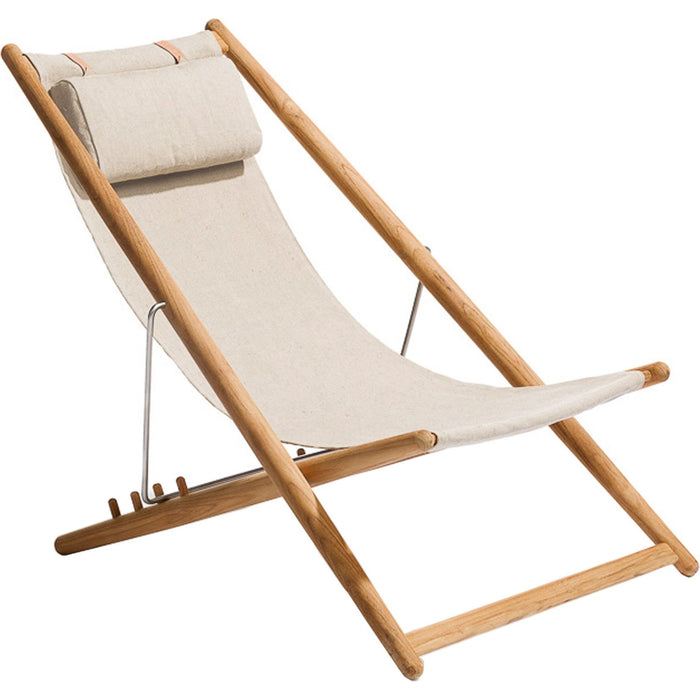 H55 Lounge Chair Beige Papyrus Sunbrella Heritage - Sun loungers & loungers - Björn Hultén - Wood