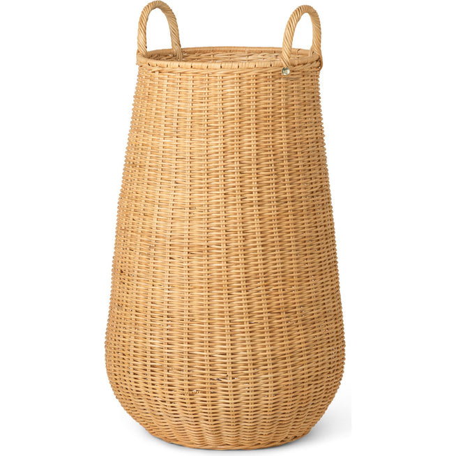 Photo of Braided Laundry Basket - Vasketøjskurv - Flettet Rattan - Natural - Ø42 X H80 Cm