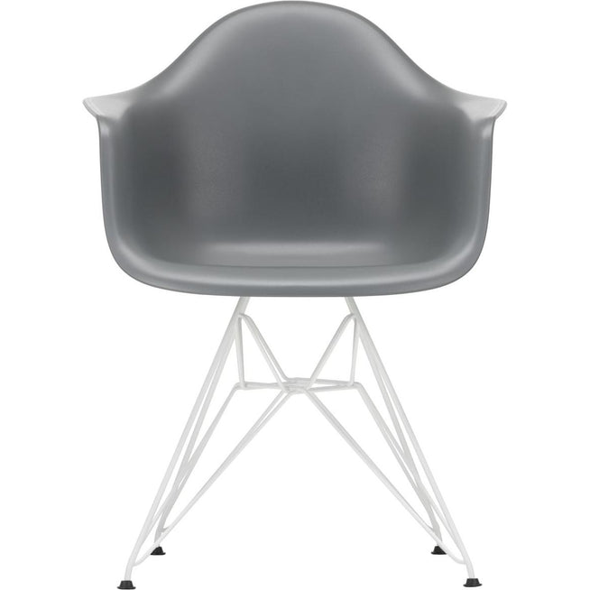 Photo of Eames Plastic Armchair Dar - 56 Granite Grey - White Base - Dining Chairs - Metal/plastic