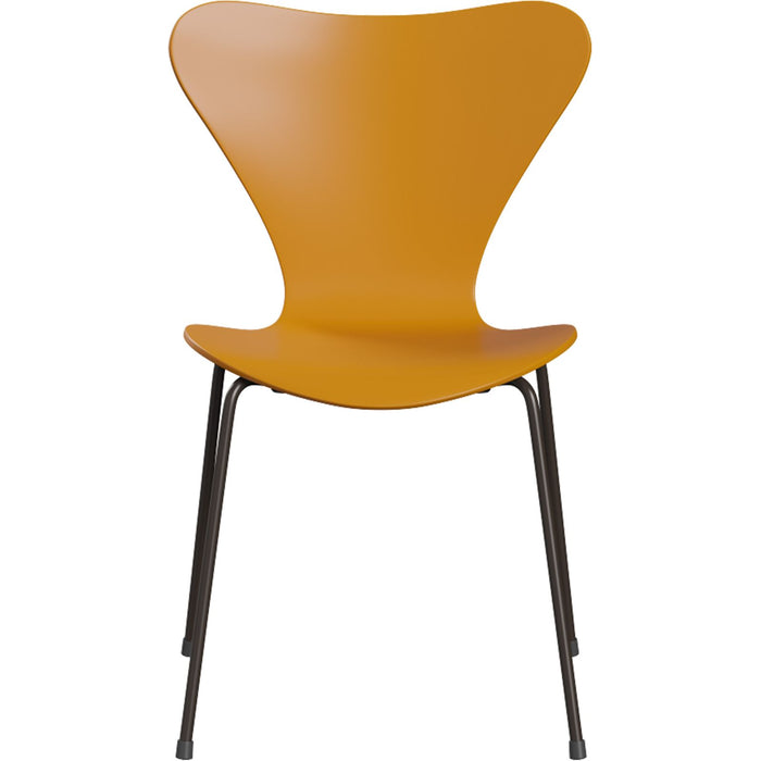 Photo of 3107 Seven, coloured box, Venetian Red, Underframe Brown Bronze - Dining chairs - Arne Jacobsen - Red - Metal/wood