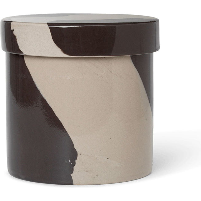 Photo of Inlay Container - Krukke - Large - Sand/black - Ø14,5 X H14 Cm