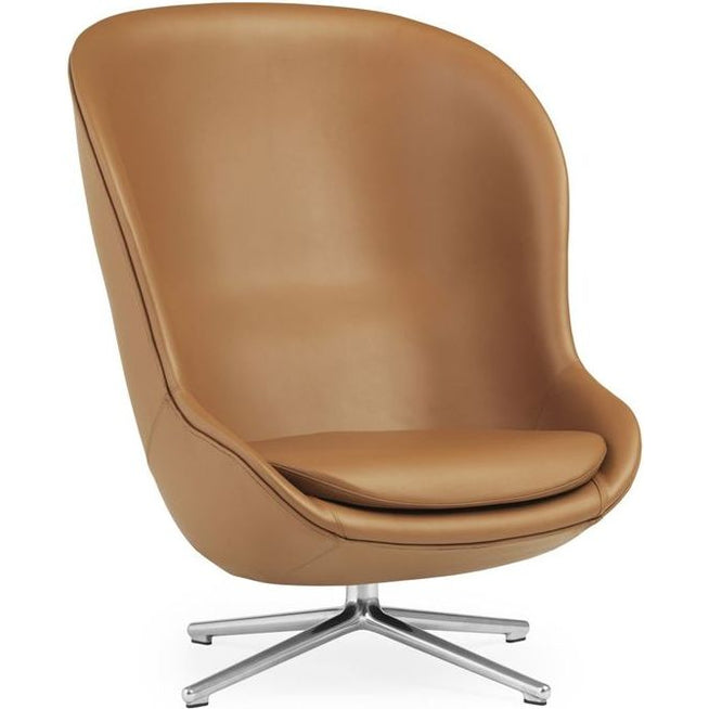 Photo of Hyg High Lounge Chair Sh: 40 Cm - Brandy Leather/Aluminium