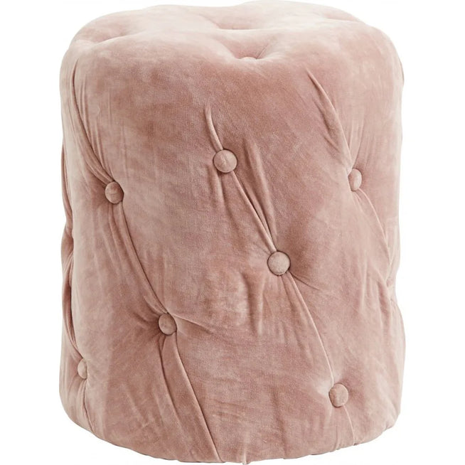 Photo of Velvet Ottoman with Buttons - Pink