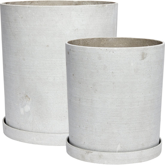 Photo of Flower Pot Set With Dish Grey Polystone
