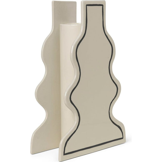 Photo of Paste Vase - Vase - Curvy - Off-white - W12 X H35 X D9 Cm