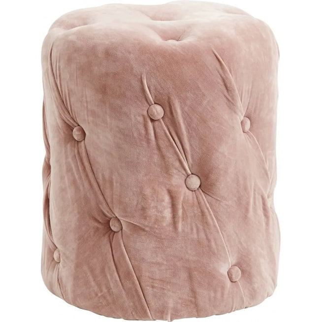 Photo of Velvet Ottoman with Buttons - Pink