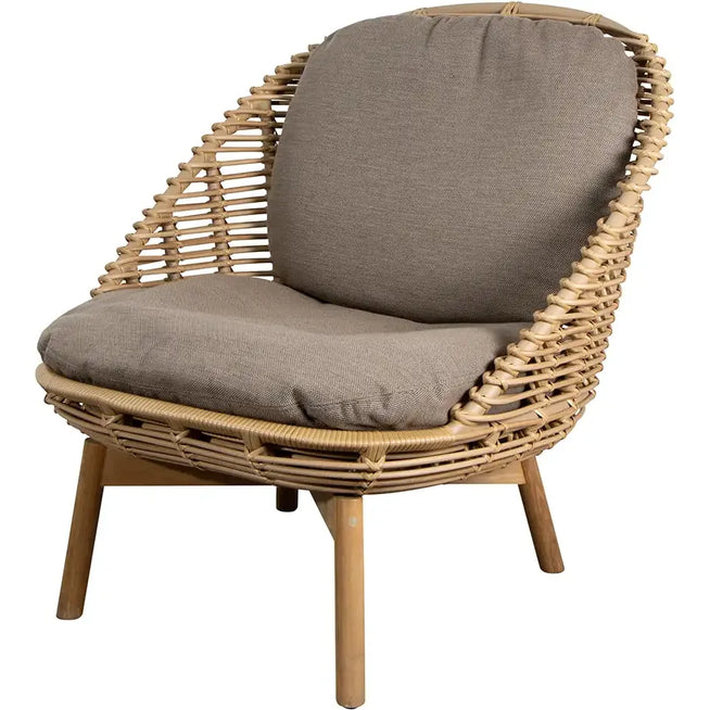 Photo of Hive Highback Stol - Loungestol - Seat: Natural, Cane-line Weave Ut 3 / Cushion: Taupe, Cane-line Airtouch - W73 X D85 X H79 X Sh35 Cm