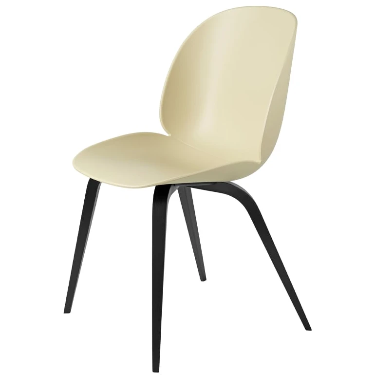 Beetle Dining Chair Un-upholstered - Black Wooden Legs