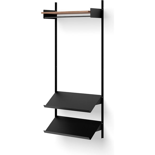 Photo of New Works Wardrobe Shelf 1 - Reolsystem - Walnut / Black - H190 X W83,5 X D35,5 Cm