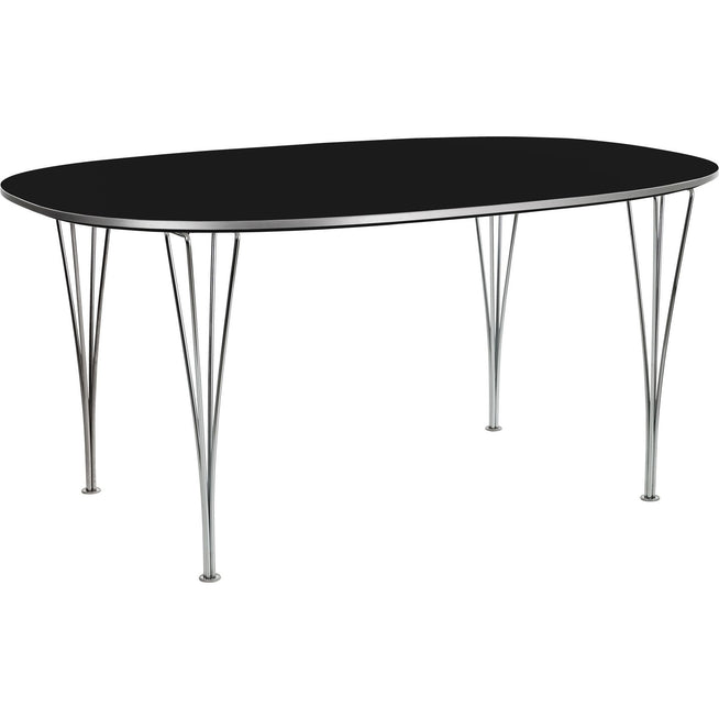Photo of B614 Superellipse, 120x240 cm, laminate, black, chrome - dining table - Arne Jacobsen,bruno mathsson,piet hein - black - metal/wood