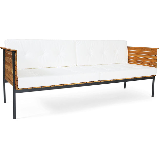 Photo of Häringe Lounge Sofa, Black Stainless Steel, Teak Slats, Cushion Sooty Natte - Utomhussoffor