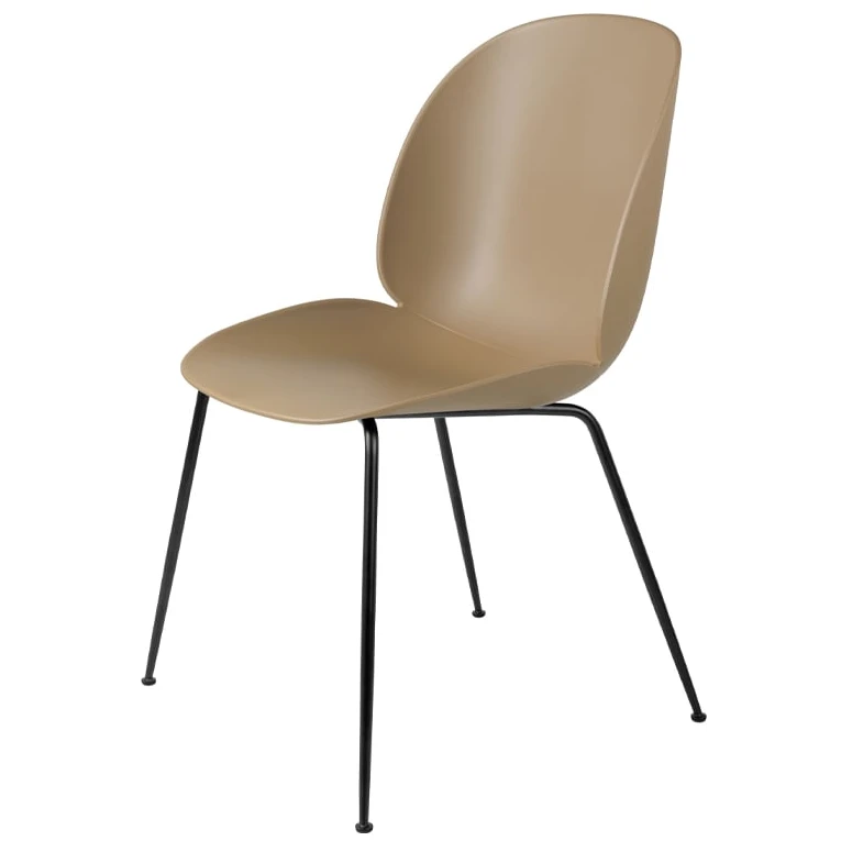 Beetle Dining Chair Un-upholstered - Black Metal Legs