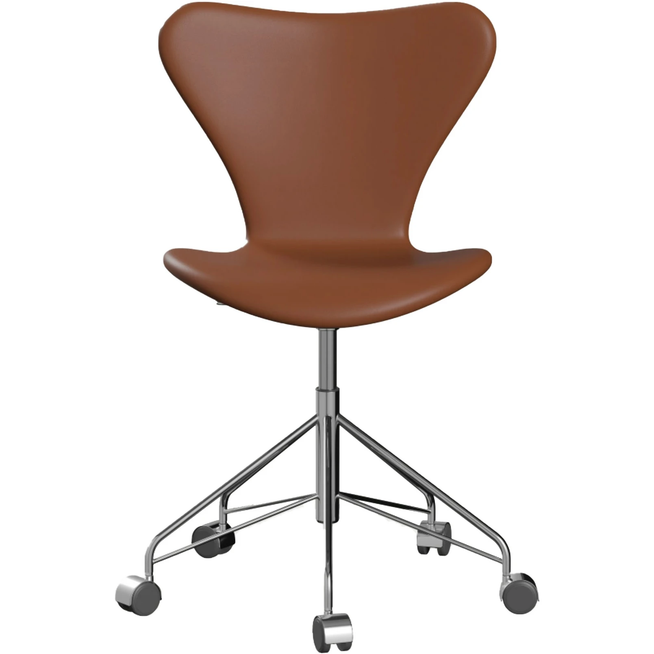 Photo of 3117 Sjuan - Fully upholstered, Leather, Soft Cognac - Desk chairs - Arne Jacobsen - Brown