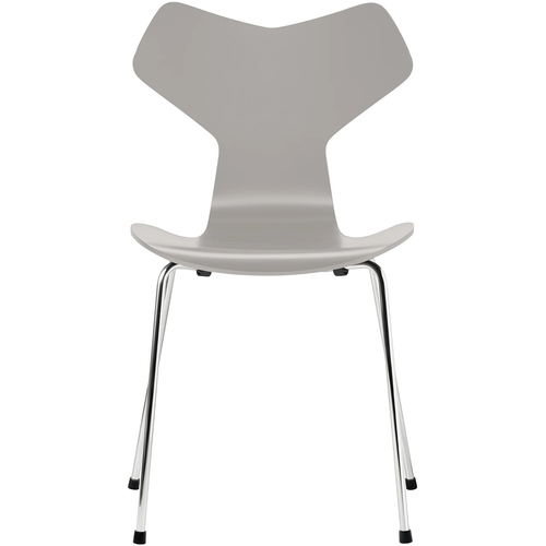 Photo of 3130 Grand Prix, lacquered, Nine grey, underframe chrome-plated steel - Dining chairs - Arne Jacobsen