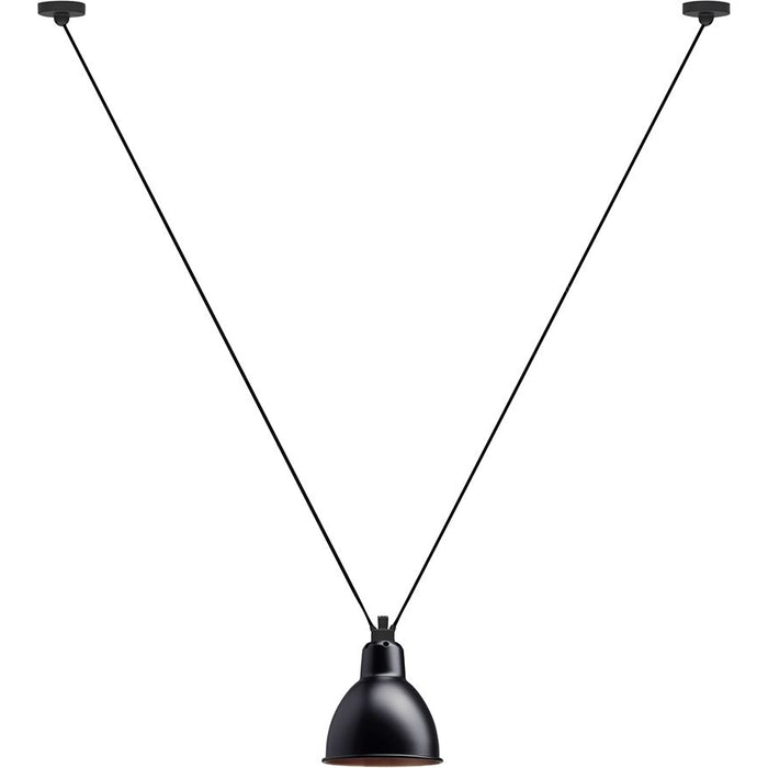 Photo of No. 323L Ceiling Lamp from Lampe Gras (Black/Copper Inner / Round Shade)